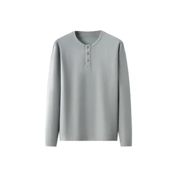 Red Bean Basic Waffle Knit Long Sleeved T Shirt Men's