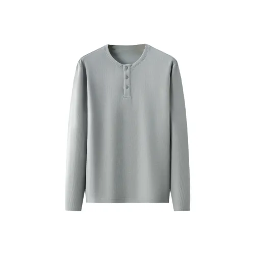 Red Bean Basic Waffle Knit Long Sleeved T Shirt Men's