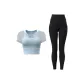 Light Frost Short-Sleeved Blue+Starburst Black Yoga Pants