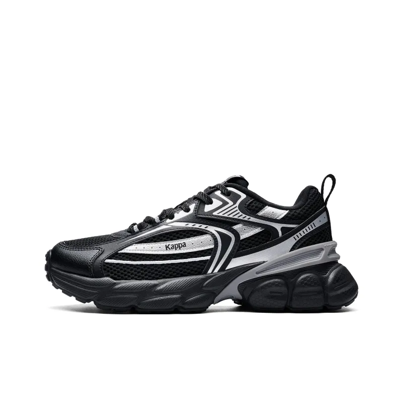 Kappa Anti Slip Wear Resistant Low Top Running Shoes Unisex Black Silver-0