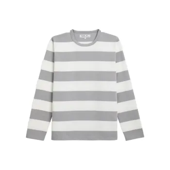 Agnes B. T-Shirts Men Gray White Stripes