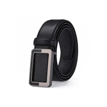GUSKI Top Grain Cow Leather Smooth Buckle Belt, Elegance Pants Belt Men's Width 3.4cm Gift Box Set