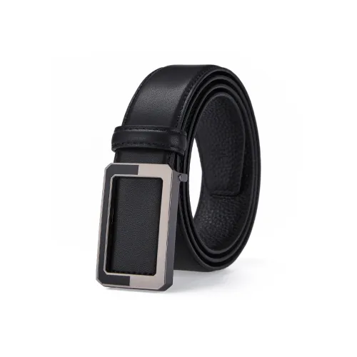 GUSKI Top Grain Cow Leather Smooth Buckle Belt, Elegance Spot Belt Men's Width 3.4cm Gift Box Set