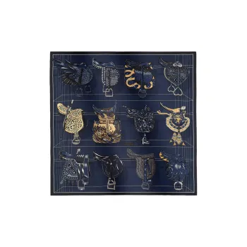HERMES Silk Scarves Unisex Marine Blue