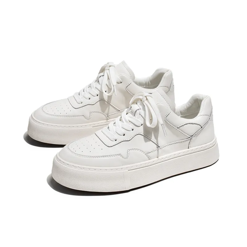Jerden Smith Anti Slip And Wear Resistant Height Increasing Low Top Skateboard Shoes Unisex White-1