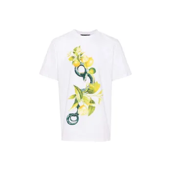 Roberto Cavalli Lemon And Snake print T shirt