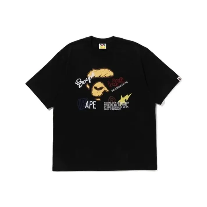 A BATHING APE Hand Draw Graphic Relaxed Fit Tee-1