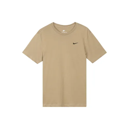 Nike Swoosh Men's Graphic Logo Breathable Crewneck T Shirt Brown