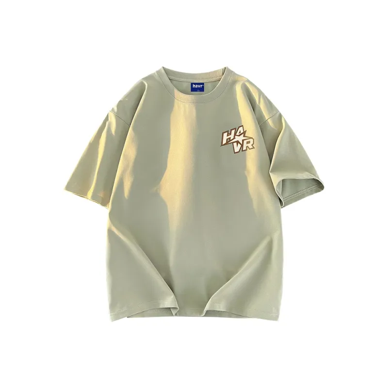 HAVR Casual Drop Shoulder Loose Fit Breathable Short Sleeved T Shirts Unisex-8