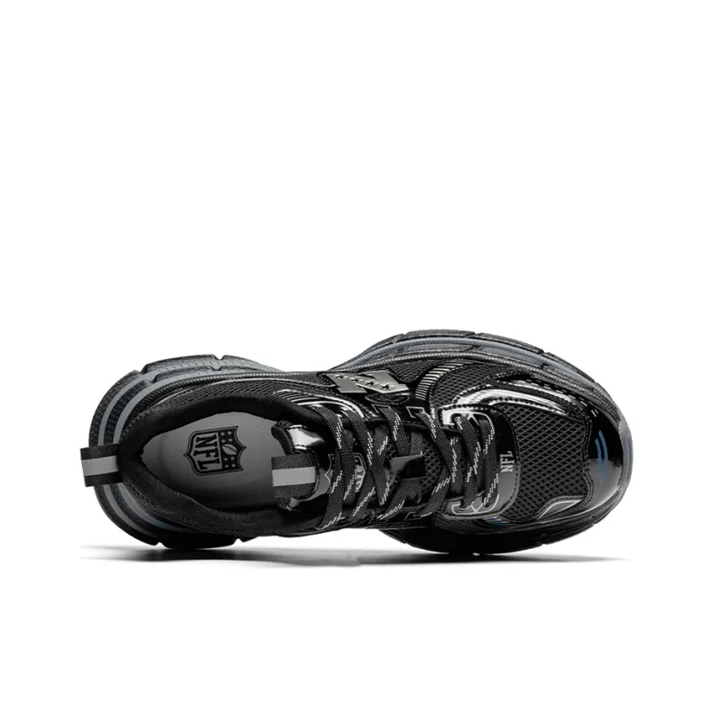 NFL Sneaker Lightweight And Breathable Low Top Chunky Sneakers Men's Black-4