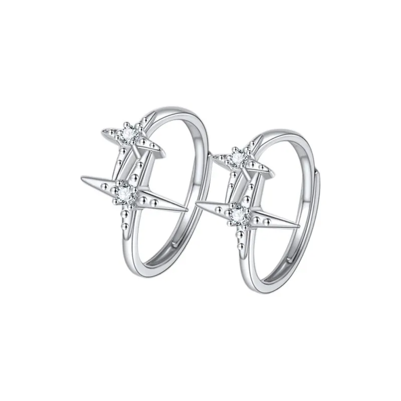 UTD S999 Fine Silver With Zircon Rings Unisex-0