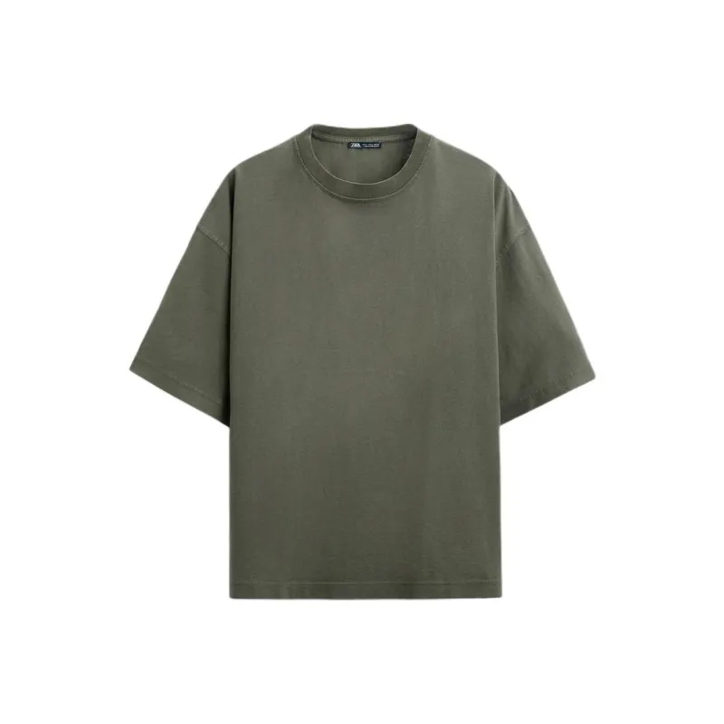 ZARA T Shirt Men's Washed Green-0