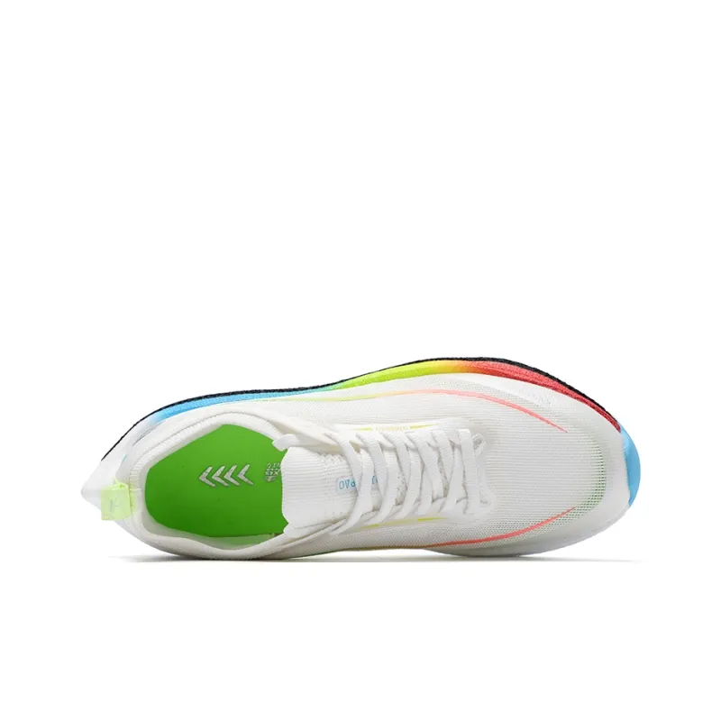 Qing Pao Cushioned Slip Resistant Low Top Casual Running Shoes Men's White Rainbow-3