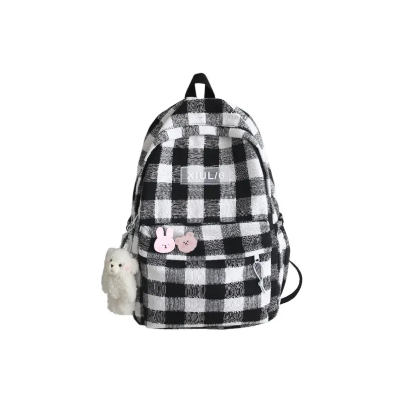 URBAN FOREST Cotton Linen Blend Backpack Unisex Black/Gray/Purple/Blue/Green-3