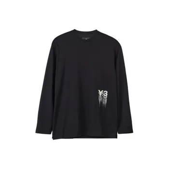Y 3 Logo Printed Long Sleeved T Shirt