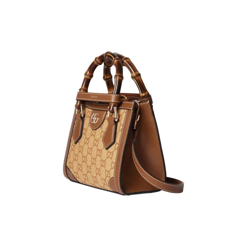 GUCCI Diana Raffia Tote Bag Shopping Bag Shoulder Bag Crossbody Bag Handbag Mini Women's Brown-1