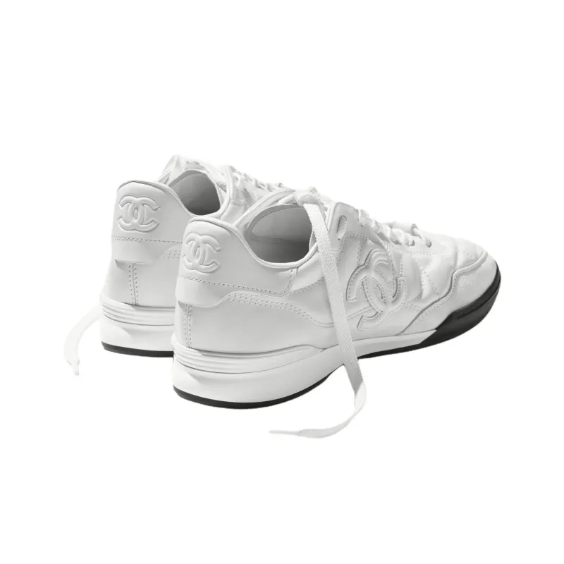 CHANEL 25S German Army Trainers Low Top Casual Shoes Women's White-5