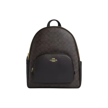 COACH Court Signature Coated Canvas Backpack Large Size Women's Brown