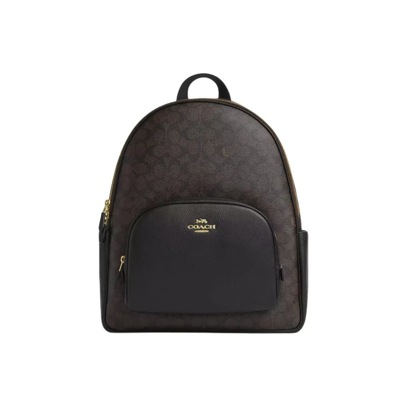 COACH Court Signature Coated Canvas Backpack Tubas Women's Brown-0