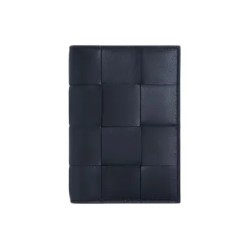 Bottega Veneta CASSETTE Calfskin Passport Holder Men's Space Blue