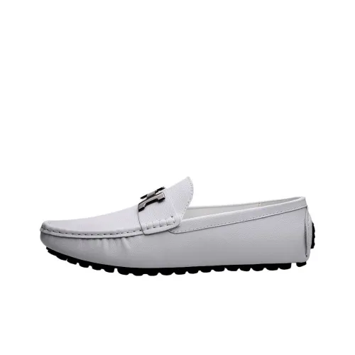 Abango Gommino Loafers Men White/Black/Blue