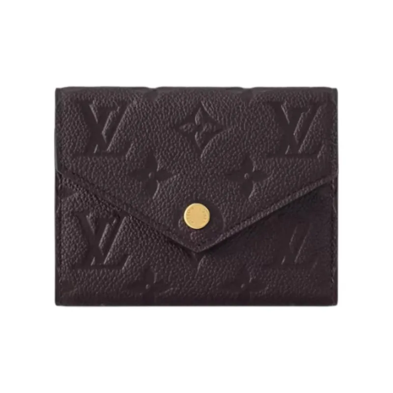 LOUIS VUITTON Victorine Embossed Textured Cow Leather Wallet Regular Women's Chocolate-0