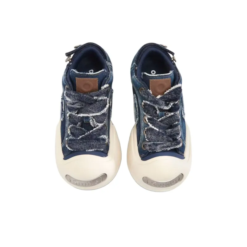 Mr.shang Abrasion Resistant Low Top Canvas Shoes Unisex Denim Blue-1