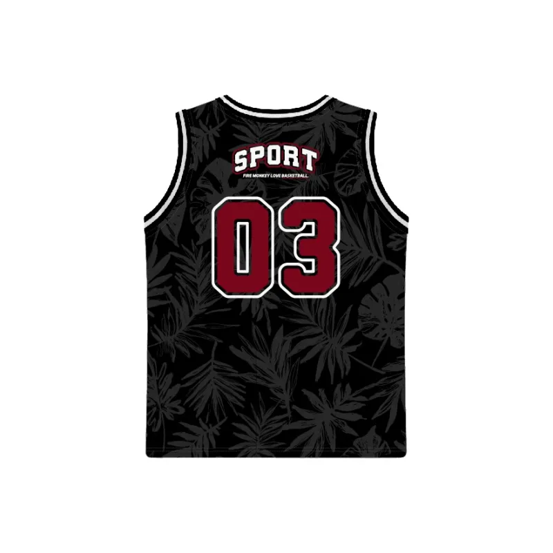 FireMonkey Basketball Jerseys Unisex Black-1