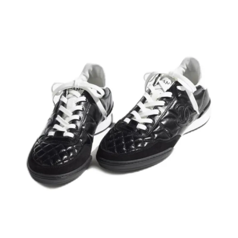 CHANEL 25S German Army Trainers Low Top Casual Shoes Women's Black-2