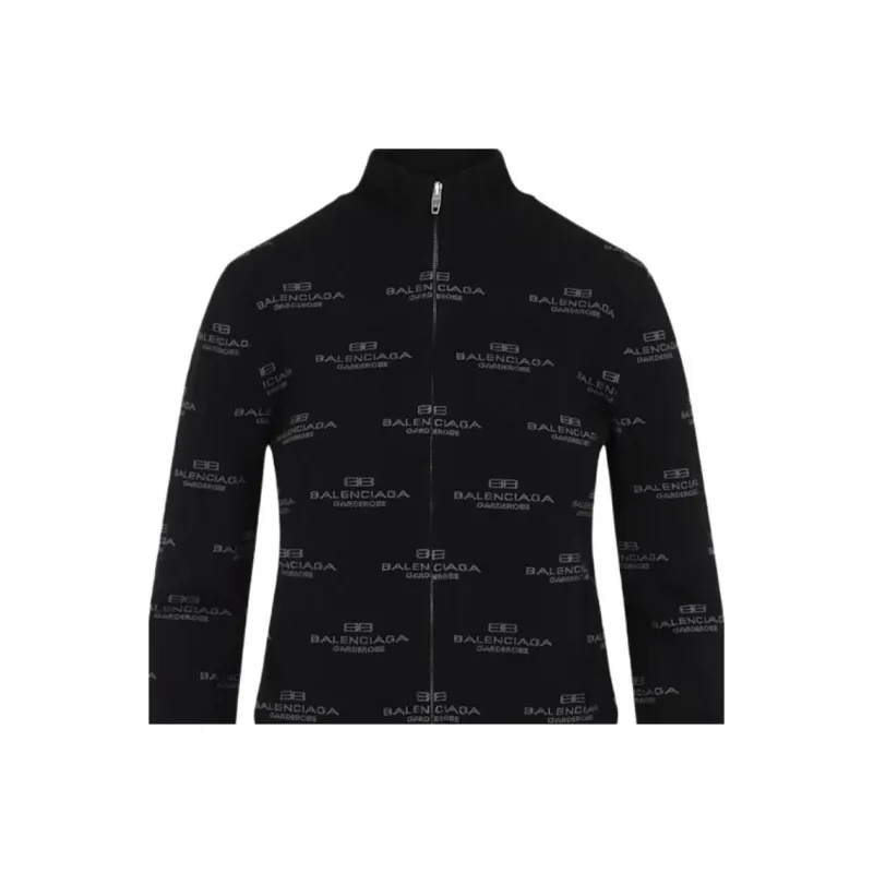 Balenciaga Allover Logo Zipped Knit Cardigan-4