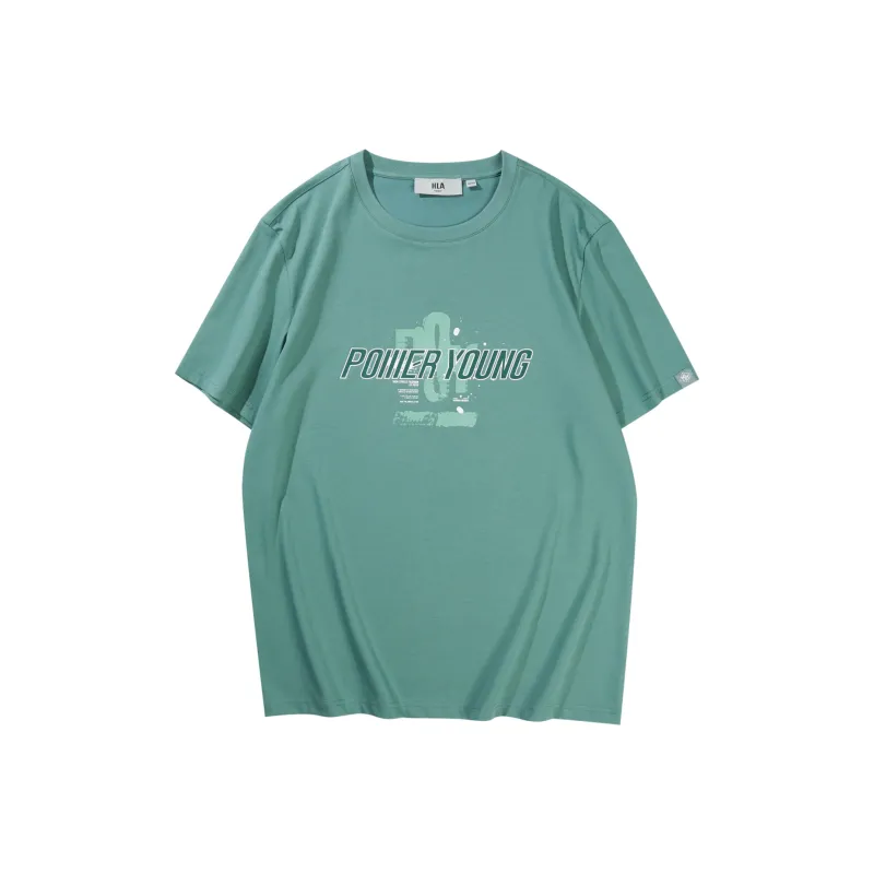 HLA T Shirts Men Cooling, Antibacterial, Anti Mite Green Gray Pattern 4L-0