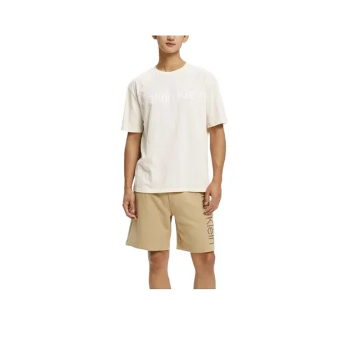 CALVIN KLEIN Drop Shoulder Sleeve T Shirt Men's Ivory
