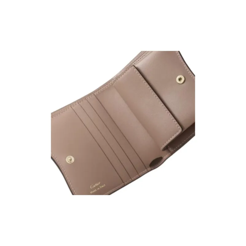 CARTIER PANTHÈRE Textured Calfskin Wallet Unisex Terracotta-4