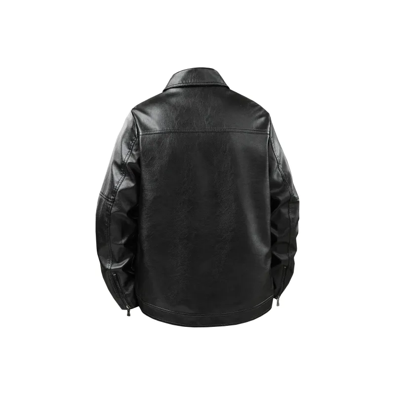 A.X.S.K Leather Jacket Unisex Black-1