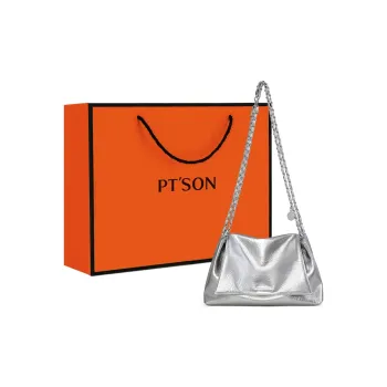 PT'SON Synthetic Leather Shoulder Bag Women's Silver/White