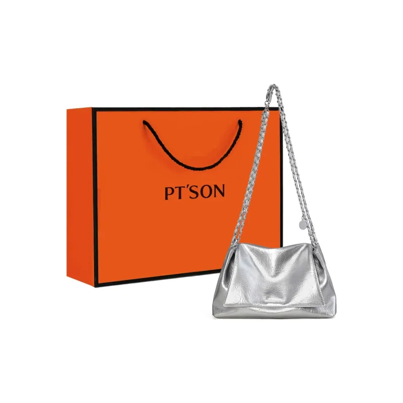 PT'SON Synthetic Leather Shoulder Bag Women's Silver/White-0