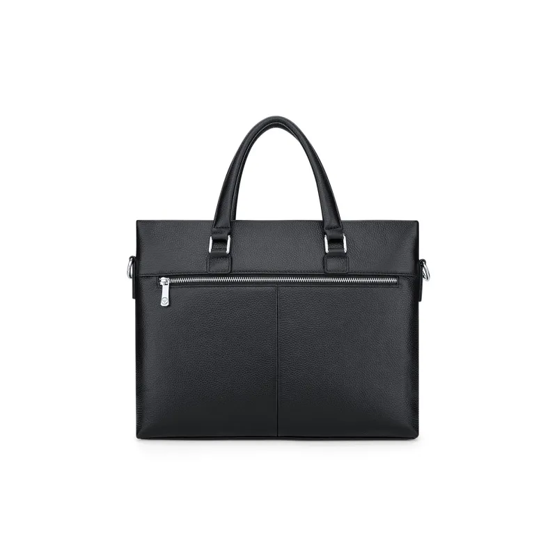 WilliamPOLO Cow Leather Portable Crossbody Briefcase Regular Men's Black-2