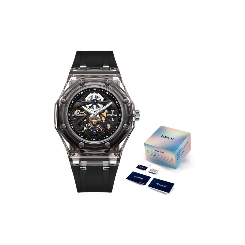 RONMAR Glacier Collection Automatic Mechanical Movement Rubber Strap Watch Unisex White Dial-29
