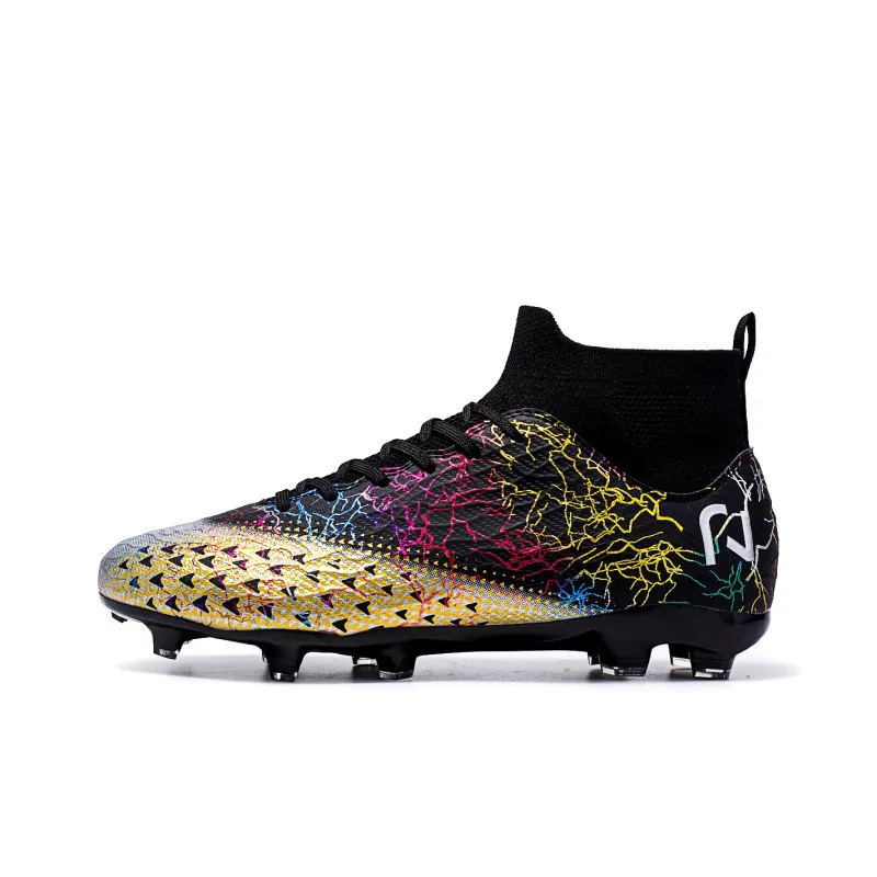 QIUTEXIONG Soccer Shoes Unisex High Top White/Black-35