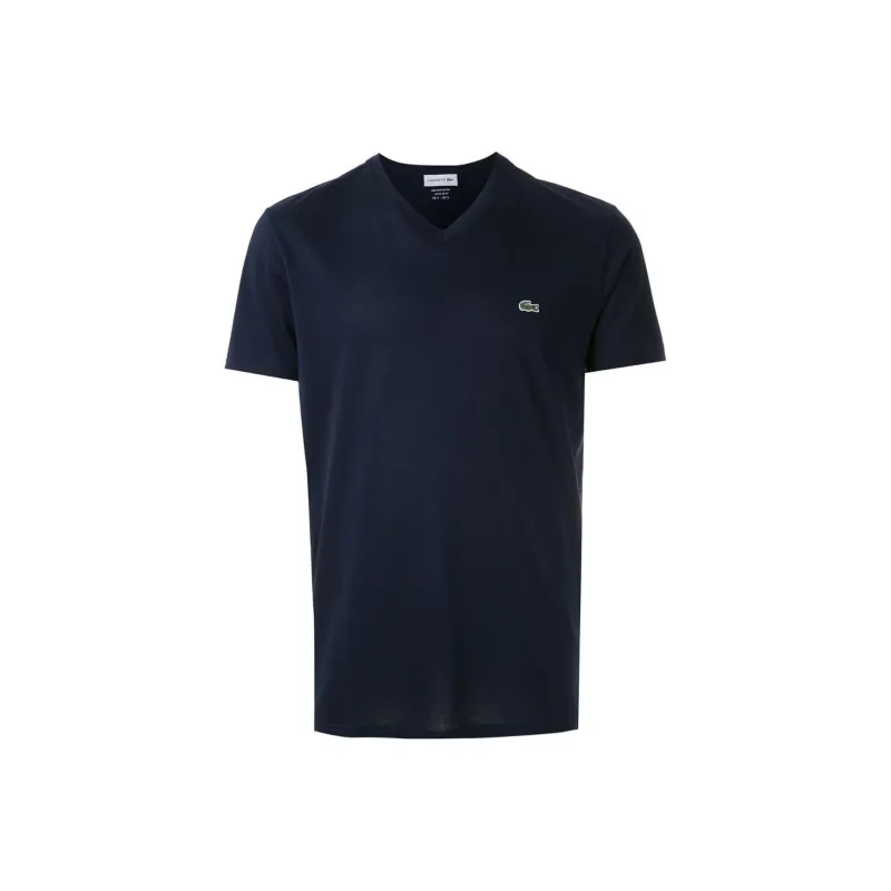 LACOSTE Logo appliqué V neck Cotton T shirt-0