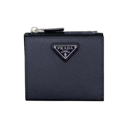PRADA Saffiano Leather Wallet Small Size Men's Marine Blue