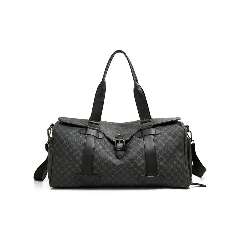 Old Man's Head Synthetic Leather Travel Bag Men's Black-1