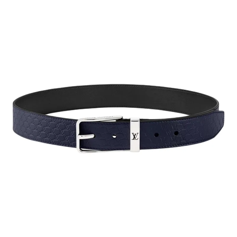 LOUIS VUITTON Metal, Brass, Leather Belts Unisex Blue 3.5CM-0