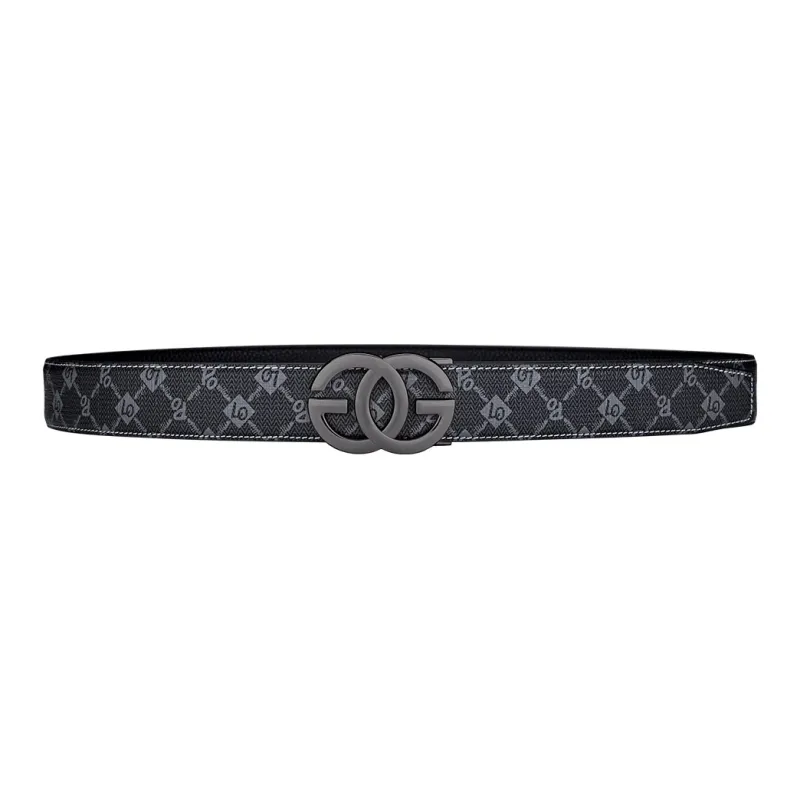 WilliamPOLO PVC Leather Belts Men's Gunmetal 3.5cm Width-3