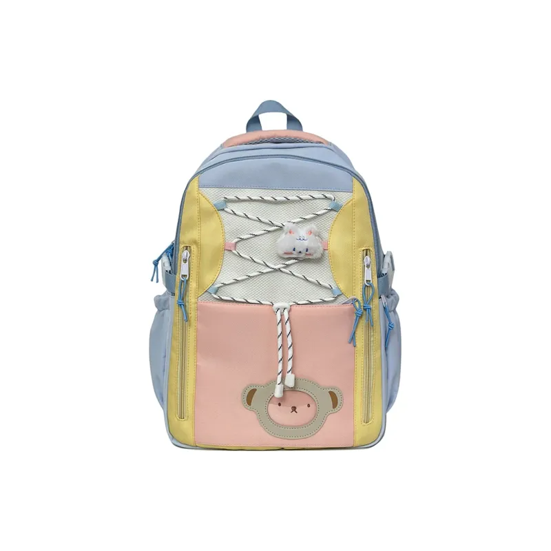 Deli Bear Polyester Backpack Women's Pink/Purple/Blue/Black/Yellow-10