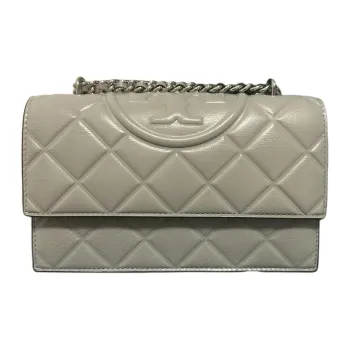 TORY BURCH Fleming Sheepskin Shoulder Bag Trumpets Women's Gray