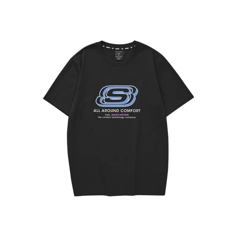 Skechers Colorful SS24 Drop Shoulder Sleeve T Shirt Unisex Carbon Black-0