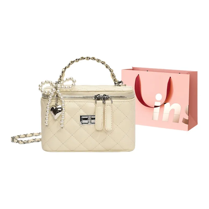 WHEELY BABY+ PU Box Bag Handbag Shoulder Bag Crossbody Bag Women's Black Yellow White Pink Pearl White Pearl Pink-7