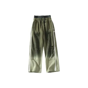 A SQUARE ROOT Knitted Sports Pants Unisex Green