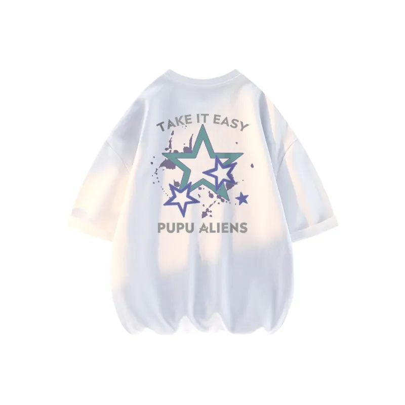 PUPU ALIENS Drop Shoulder Sleeve T-Shirt Unisex Black-4